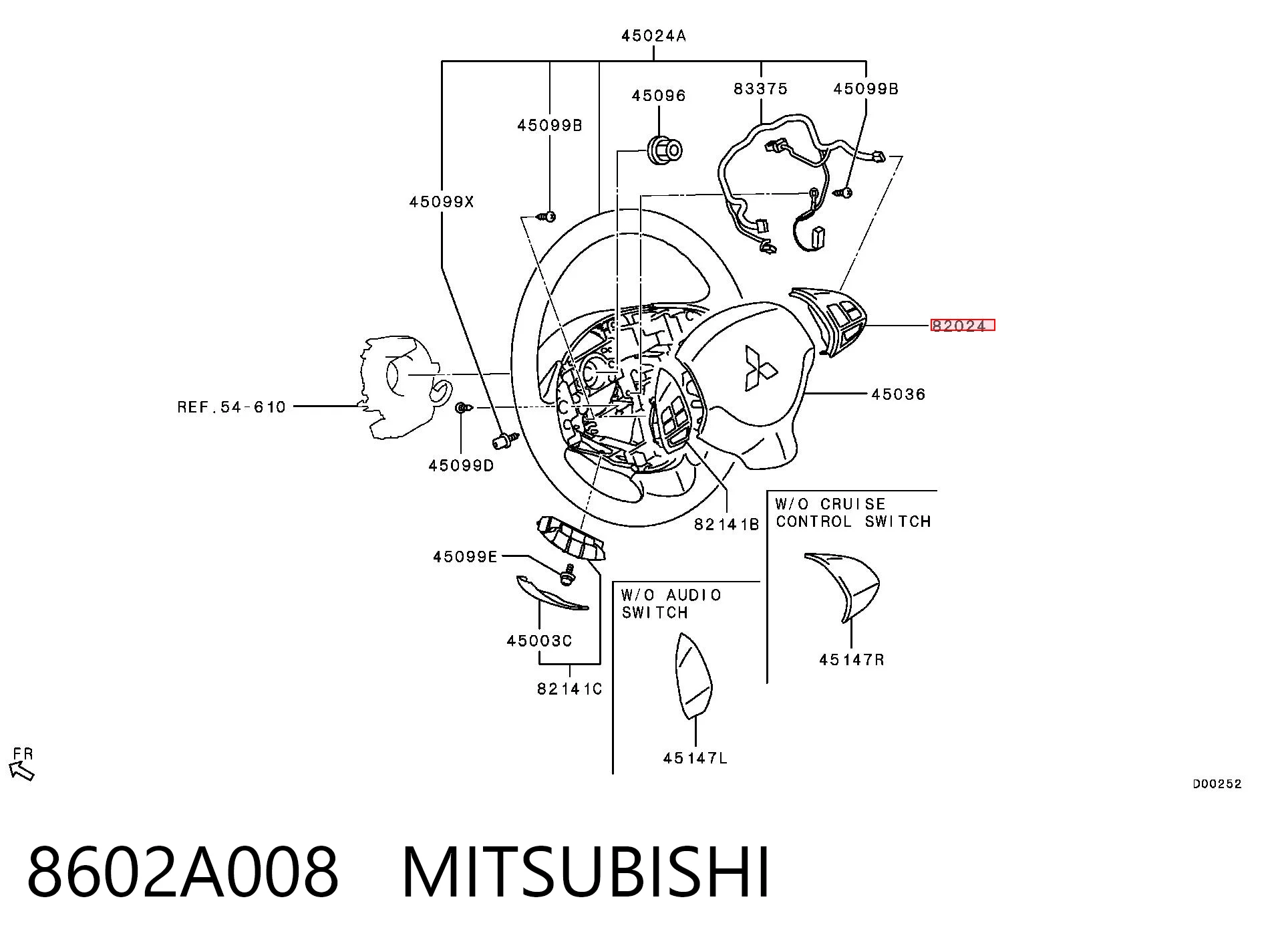8602A008 Mitsubishi Interruptor de control de crucero