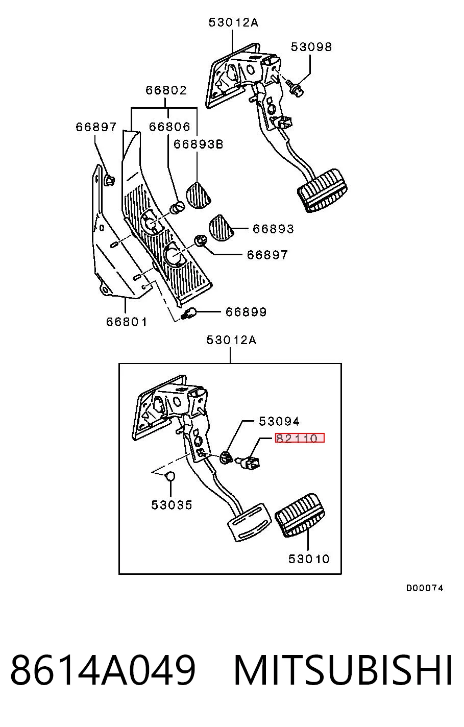 Interruptor de luz de freno 8614A183 Chrysler