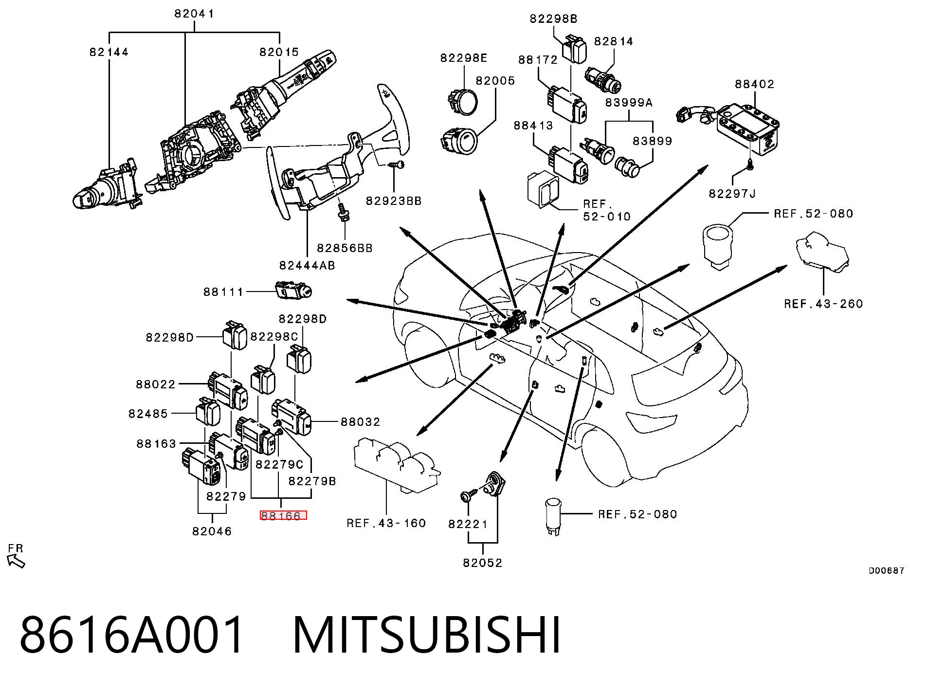 8616A001 Mitsubishi Botón de encendido del sensor de aparcamiento