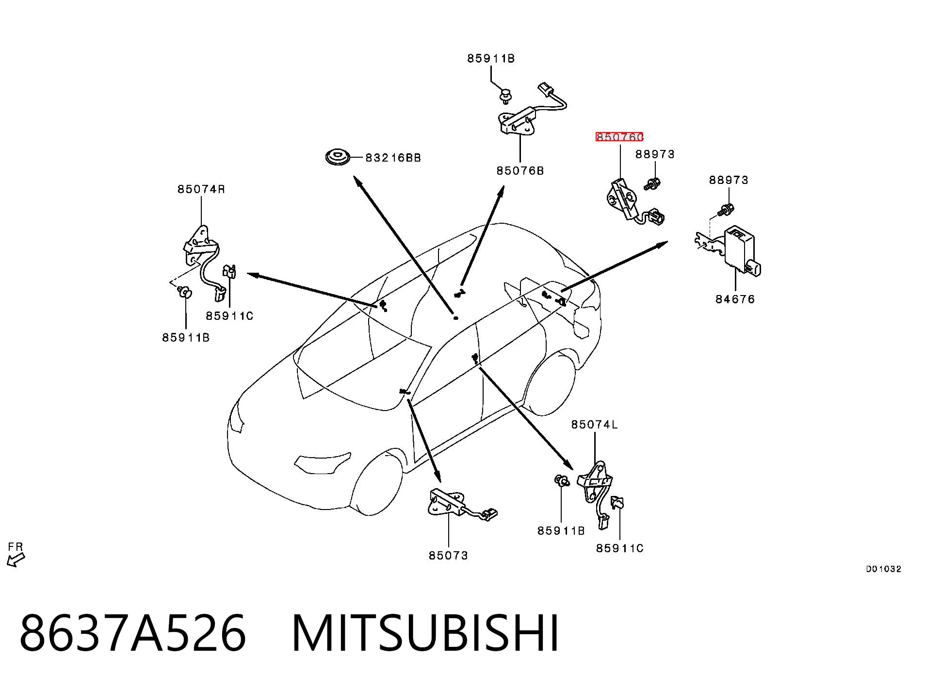 8637A526 Mitsubishi Antena de la cerradura de la puerta