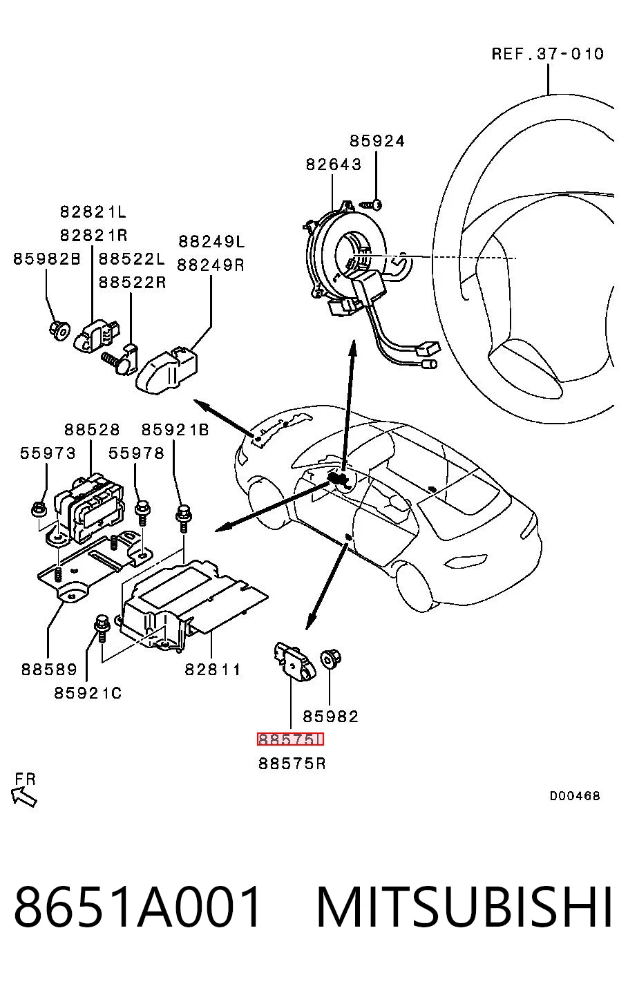 8651A001 Mitsubishi Sensor de airbag delantero
