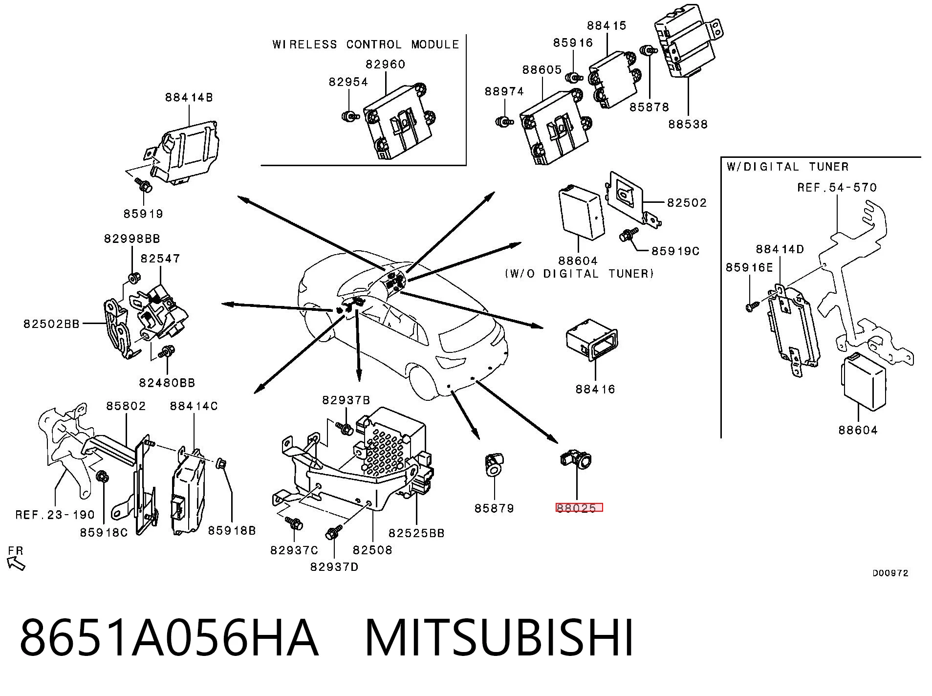 8651A056HA Mitsubishi Sensor alarma de estacionamiento trasero 