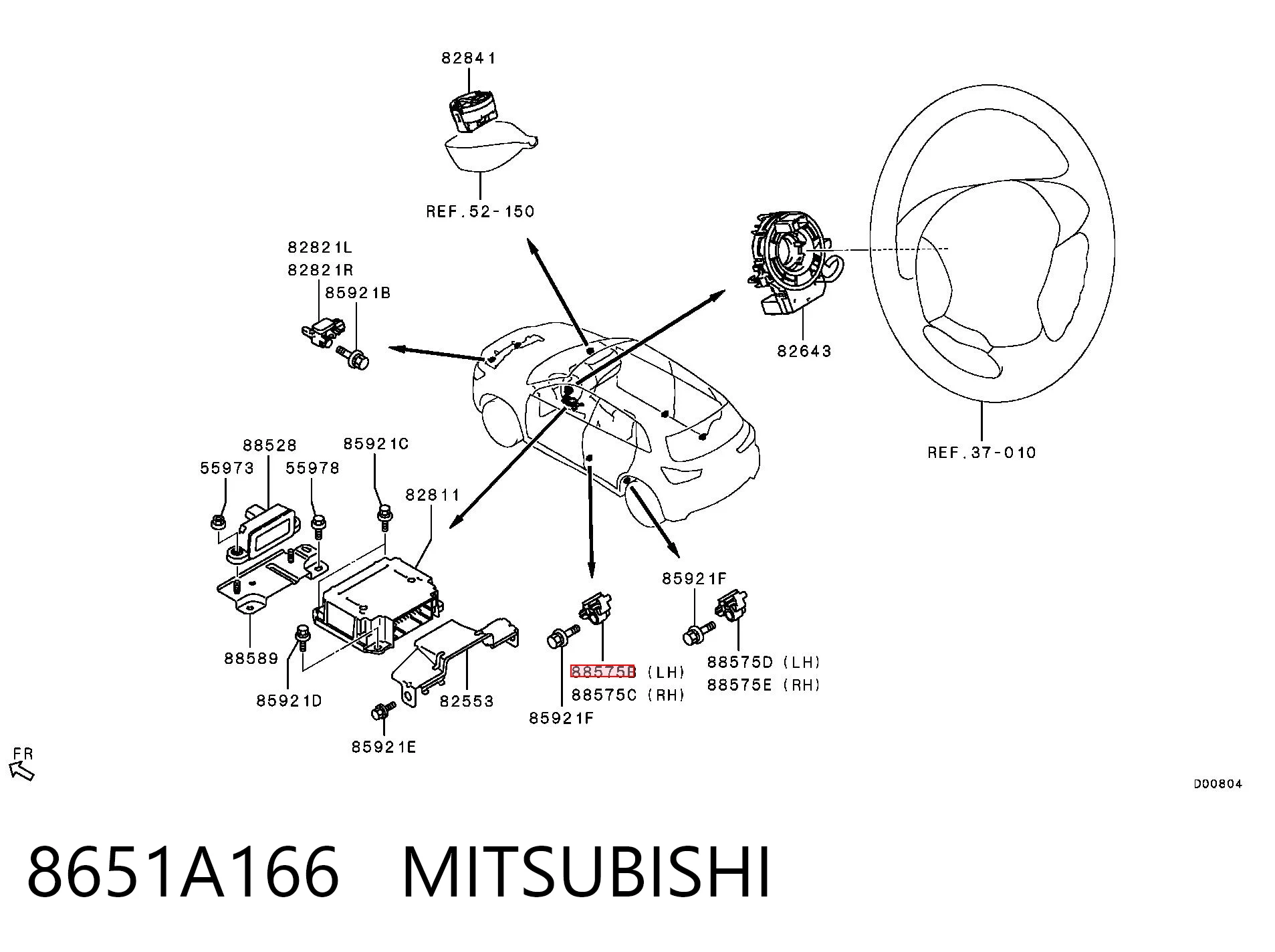 8651A166 Mitsubishi Sensor de airbag delantero