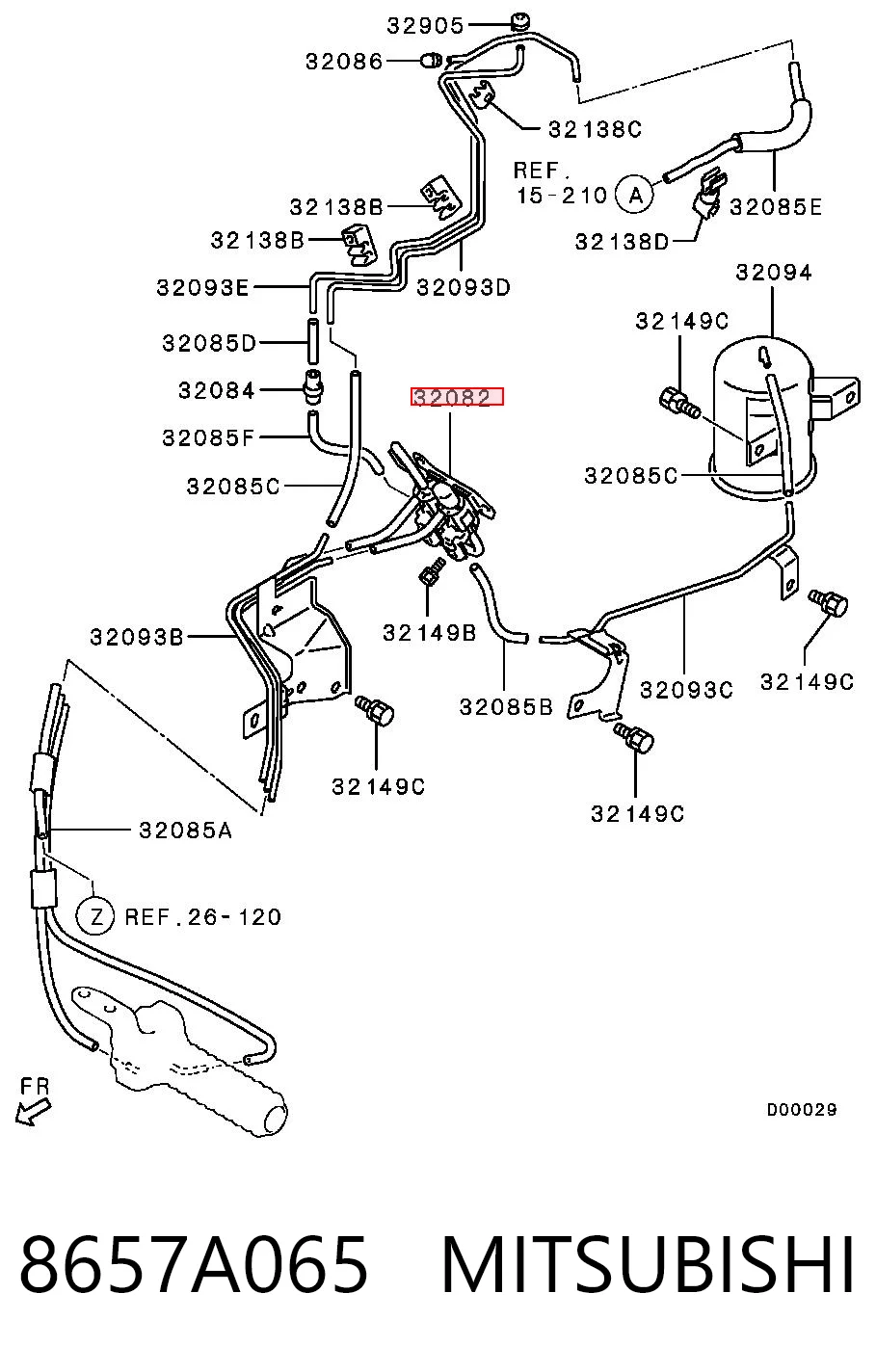 8657A065 Mitsubishi Válvula de vacío de acoplamiento del eje delantero