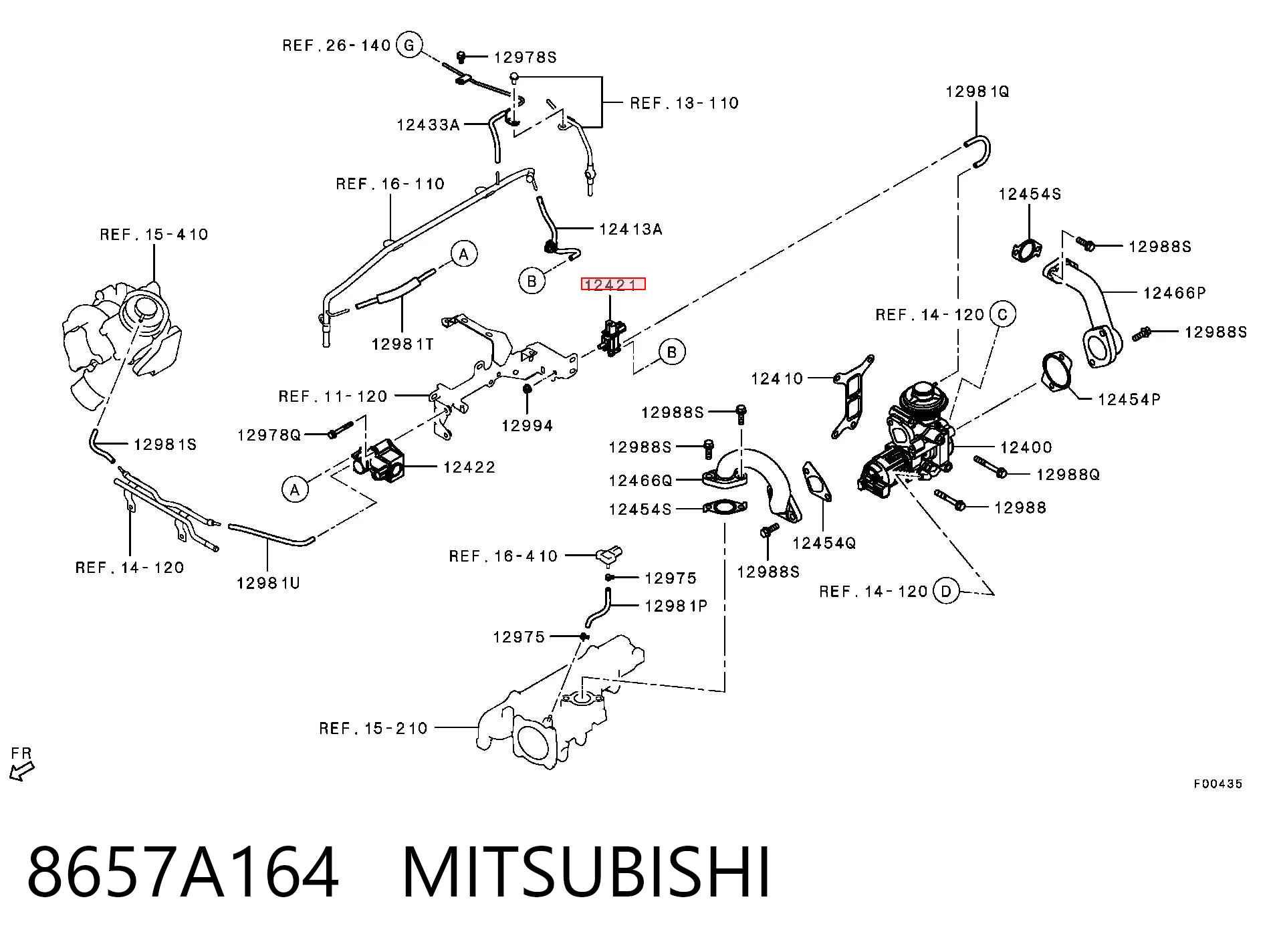 8657A164 Mitsubishi Válvula de solenoide de control de mariposa EGR