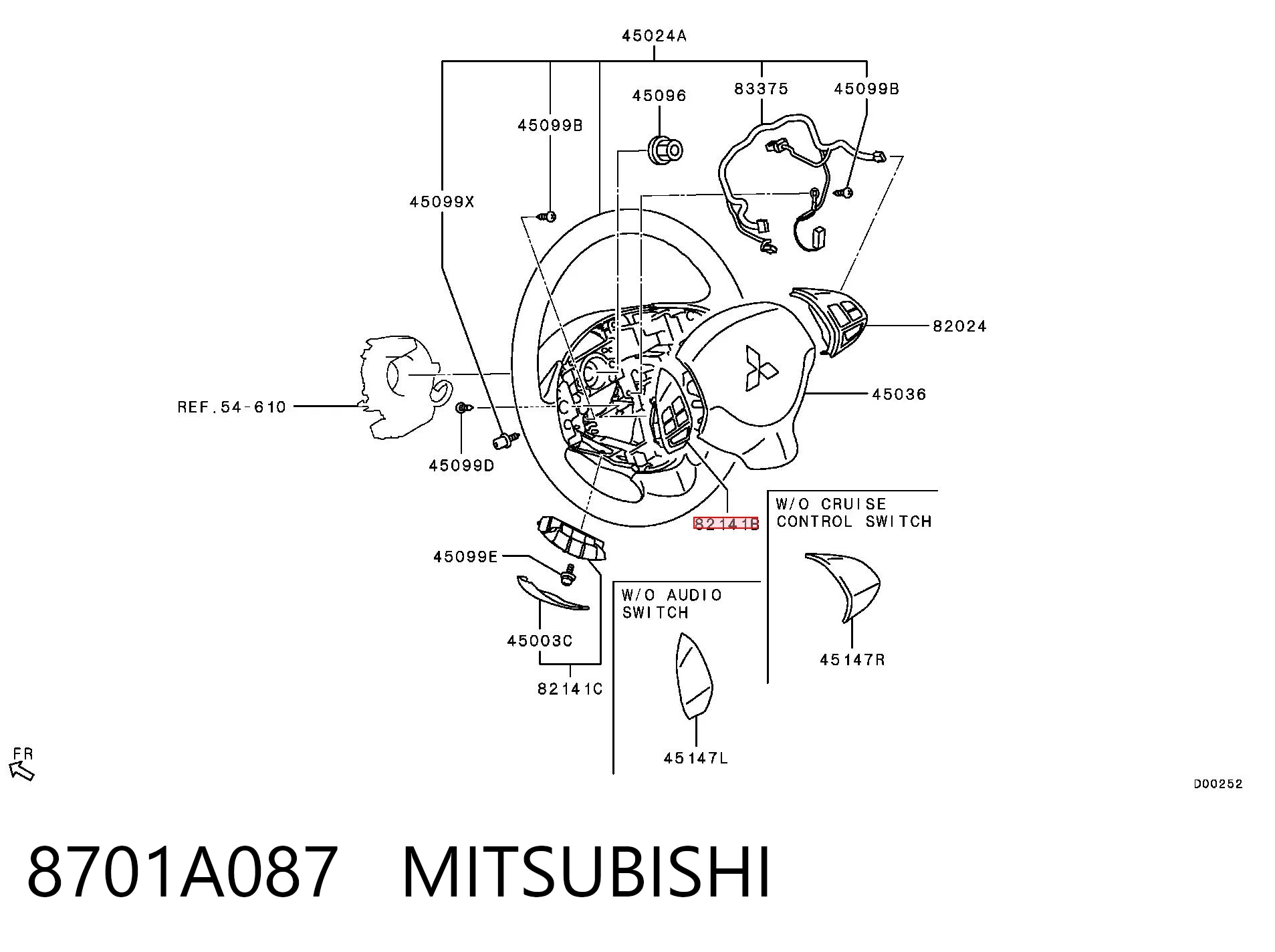 8701A087 Mitsubishi Módulo de interruptores del volante