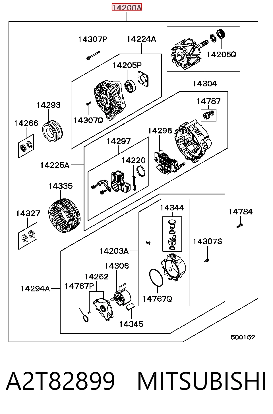 A2T82899 Mitsubishi Alternador de coche