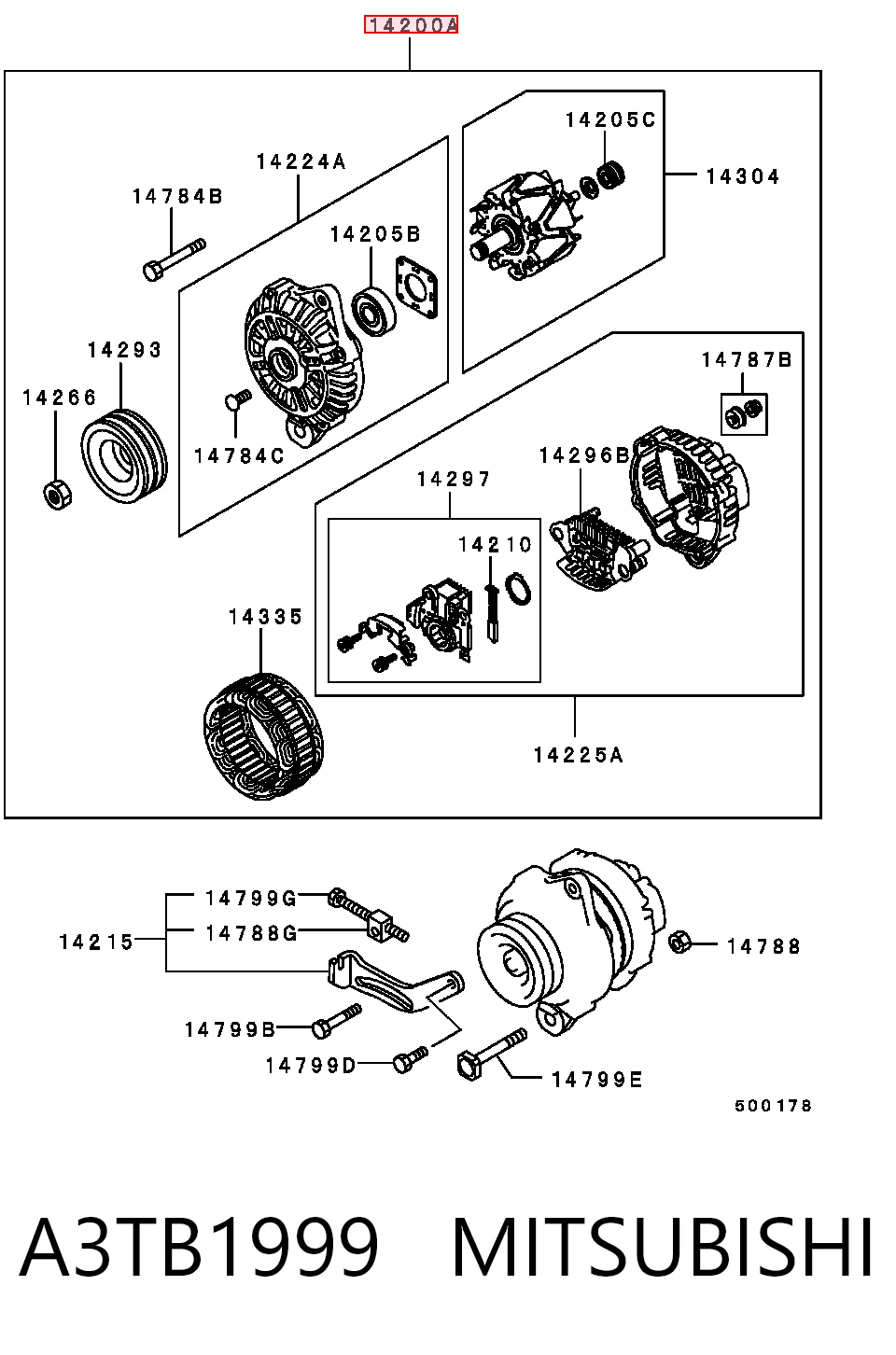 A3TB1999 Mitsubishi Alternador de coche
