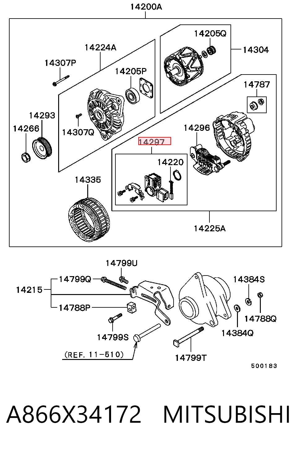 A866X34172 Mitsubishi Regulador alternador