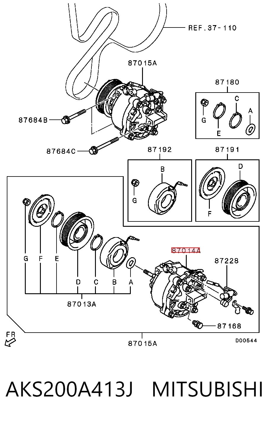 AKS200A413J Mitsubishi Compresor climatizador