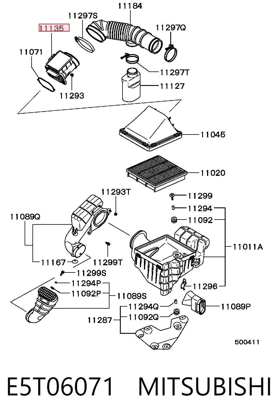 E5T06071 Mitsubishi Sensor de flujo de aire
