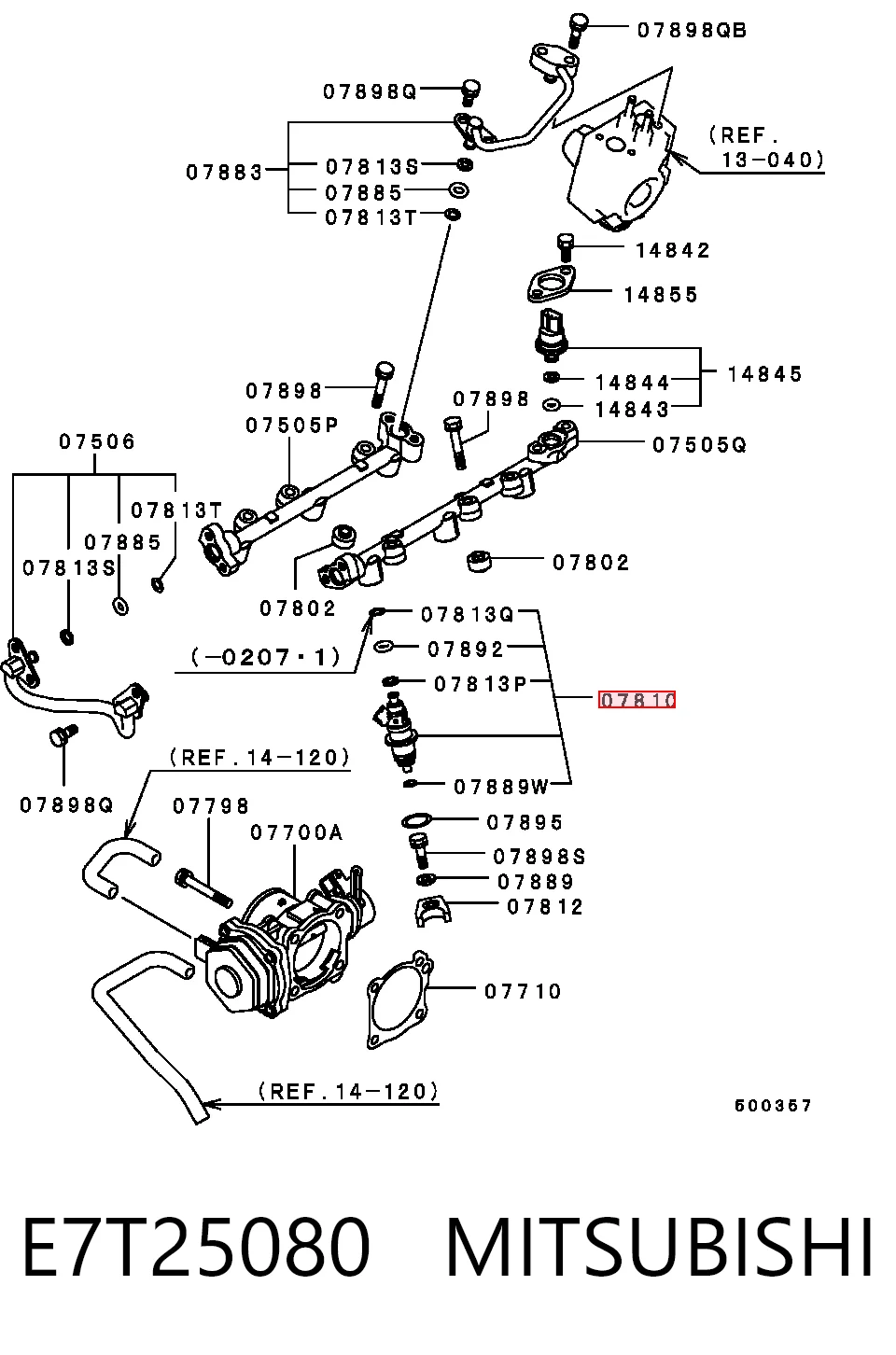 E7T25080 Mitsubishi Inyector de combustible