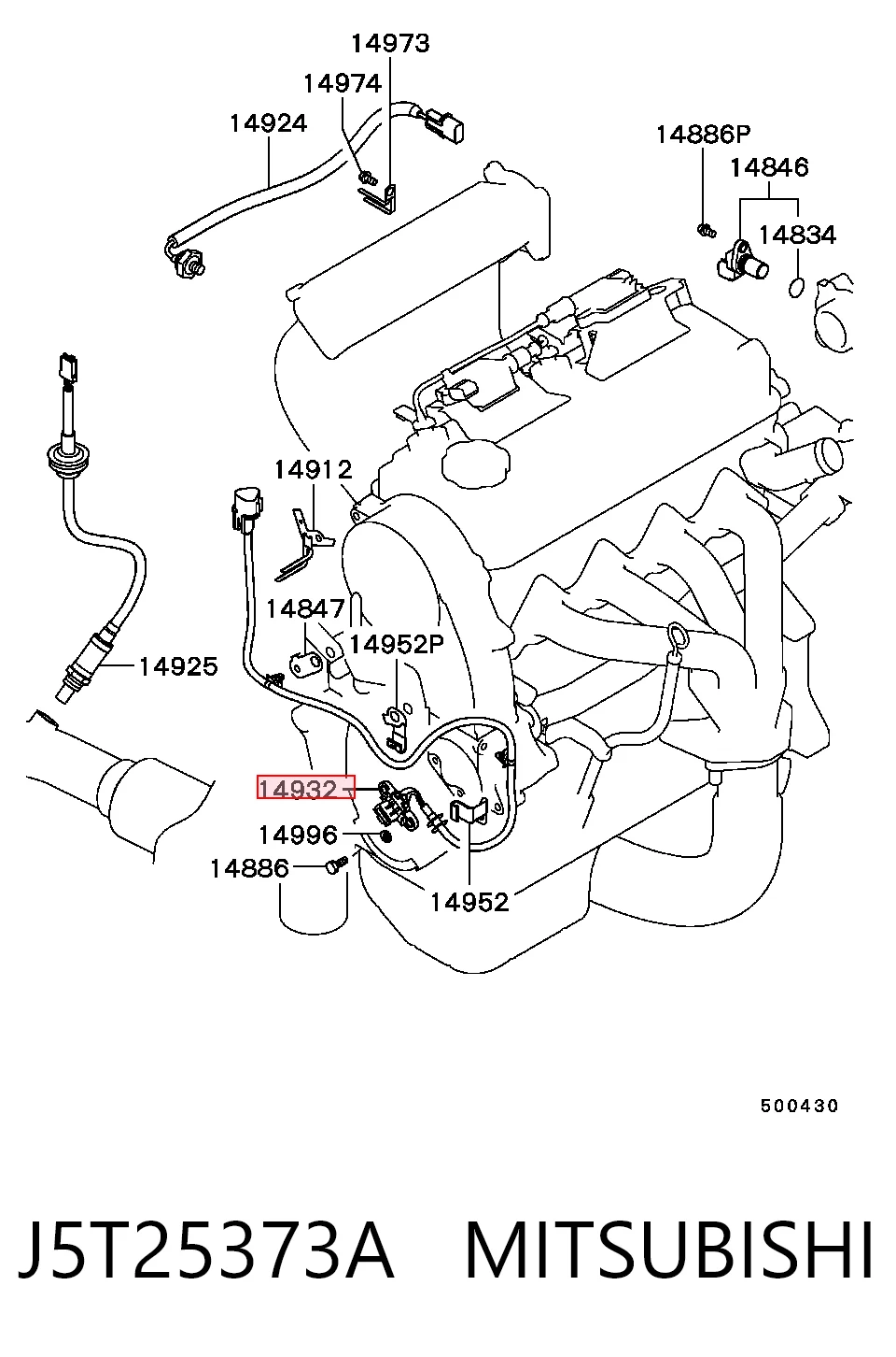 Sensor de posición del cigüeñal J5T25373A MITSUBISHI