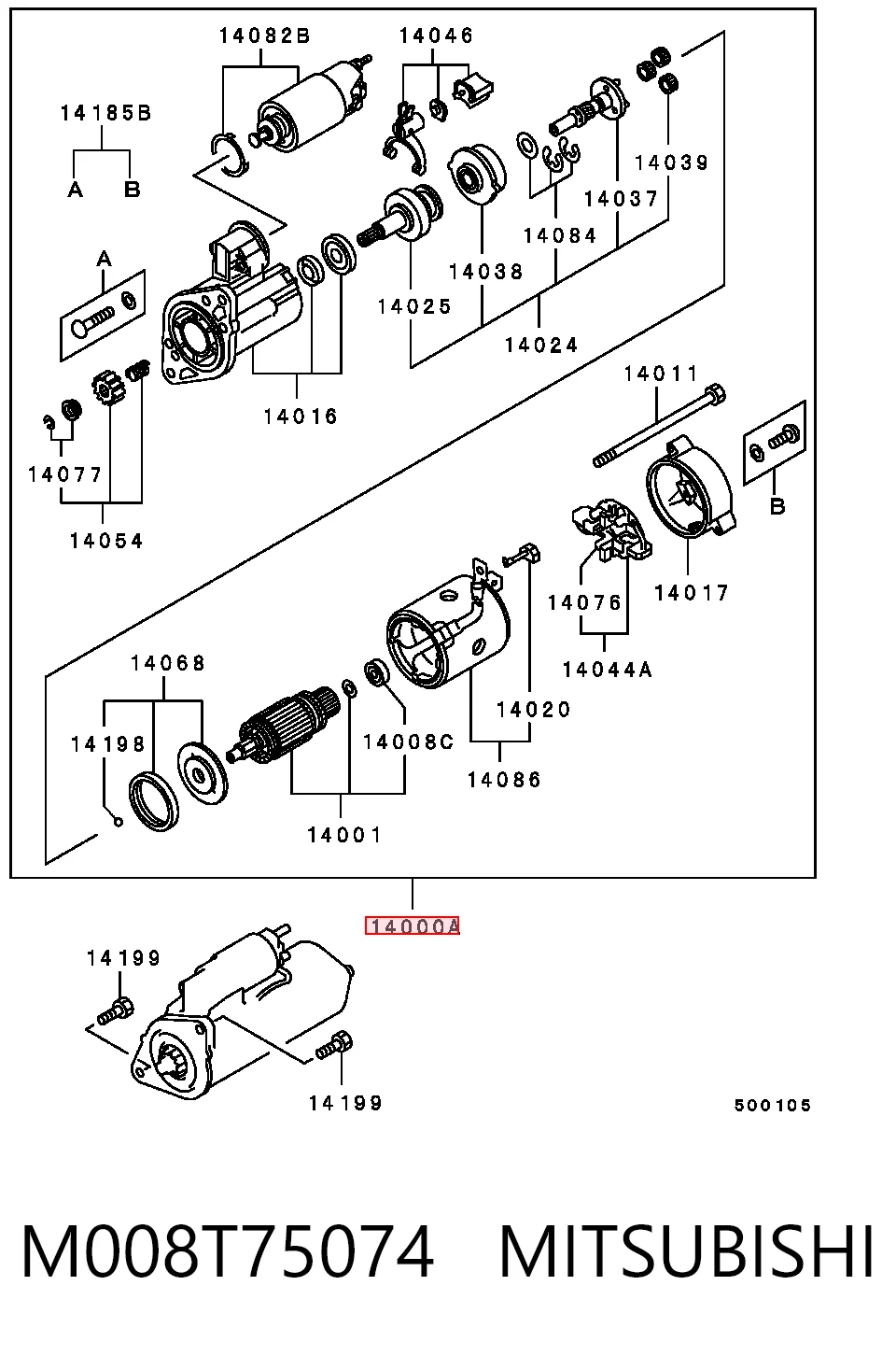 M008T75074 Mitsubishi Arranque motores
