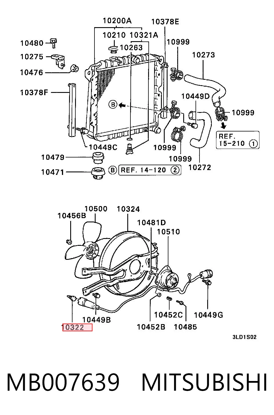 Sensor de temperatura del refrigerante (activación del ventilador del radiador) MB007639 MITSUBISHI