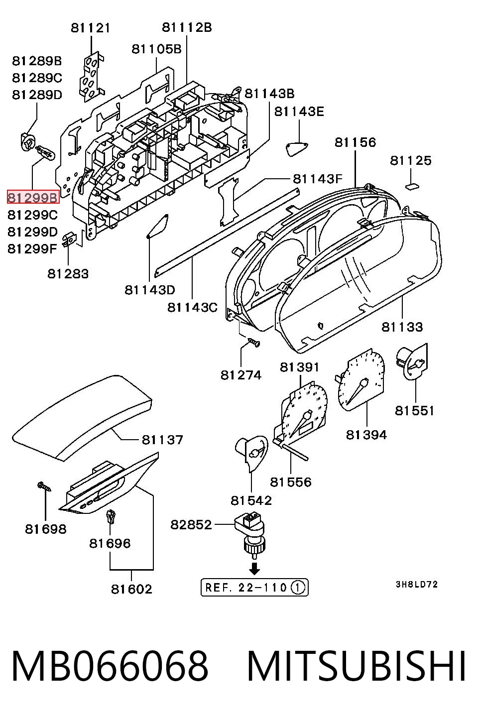 Lámpara del tablero de instrumentos KMS820083 CHRYSLER
