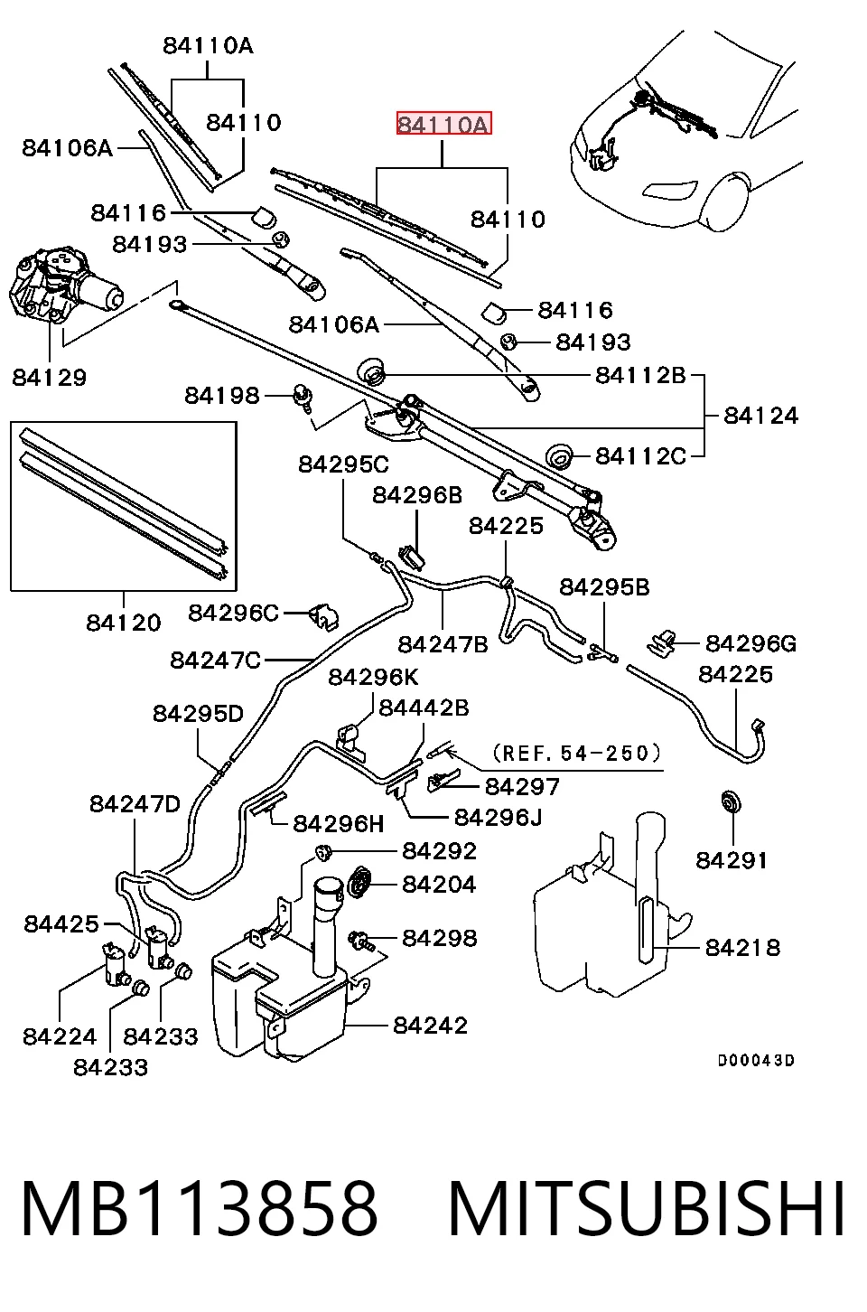 Comprar 8250A186 Chrysler Escobilla del limpiaparabrisas del lado del pasajero