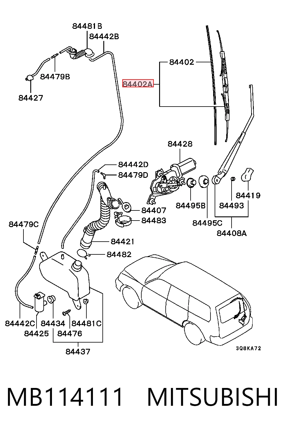 Limpiaparabrisas trasero para Fiat Doblo I 223