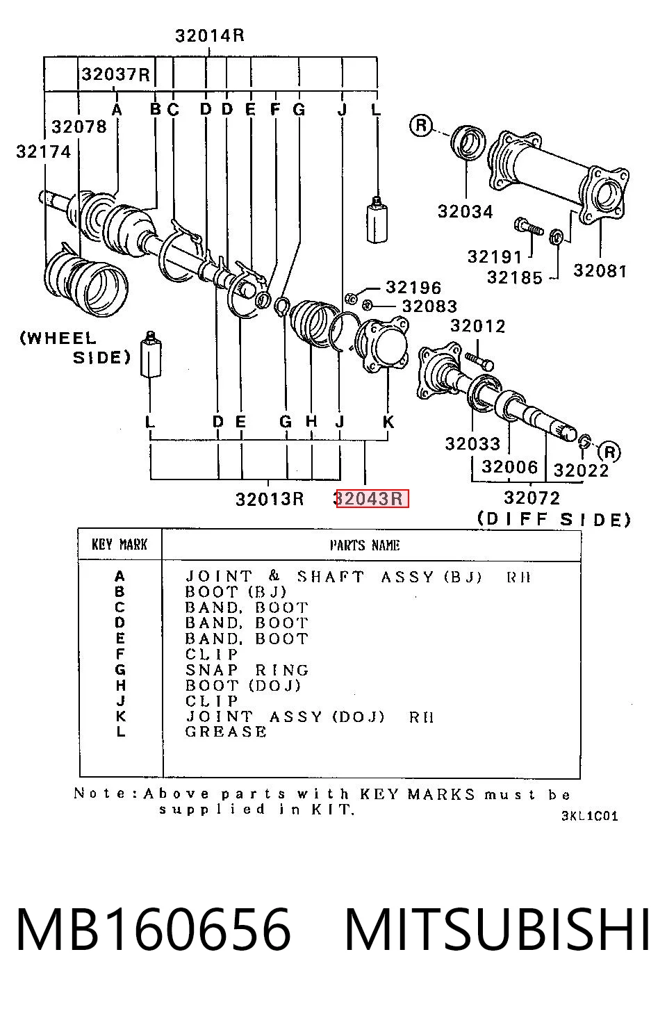 Comprar Fuelle de semieje delantero interior Mitsubishi L 200 III K60, K70