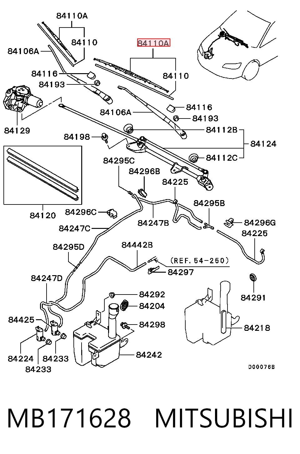 Escobilla del limpiaparabrisas del lado del pasajero 8250A186 Chrysler