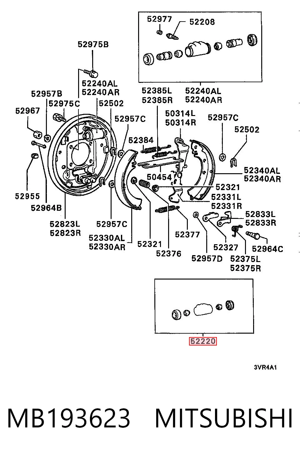 Juego de reparación de cilindro de freno trasero MB193623 MITSUBISHI