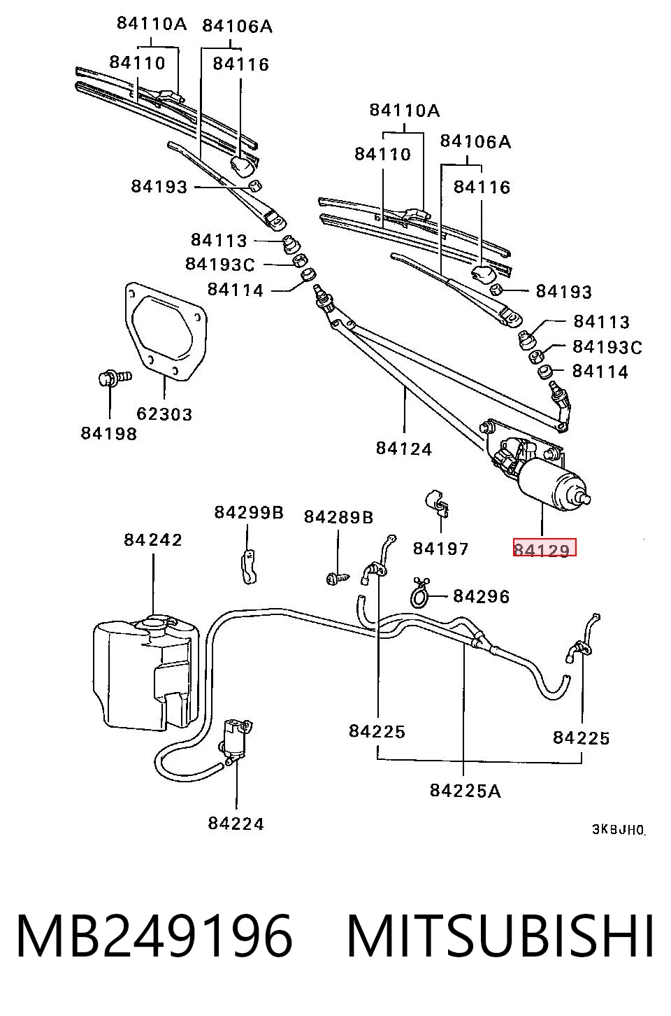 MB249196 Mitsubishi Motor del limpiaparabrisas