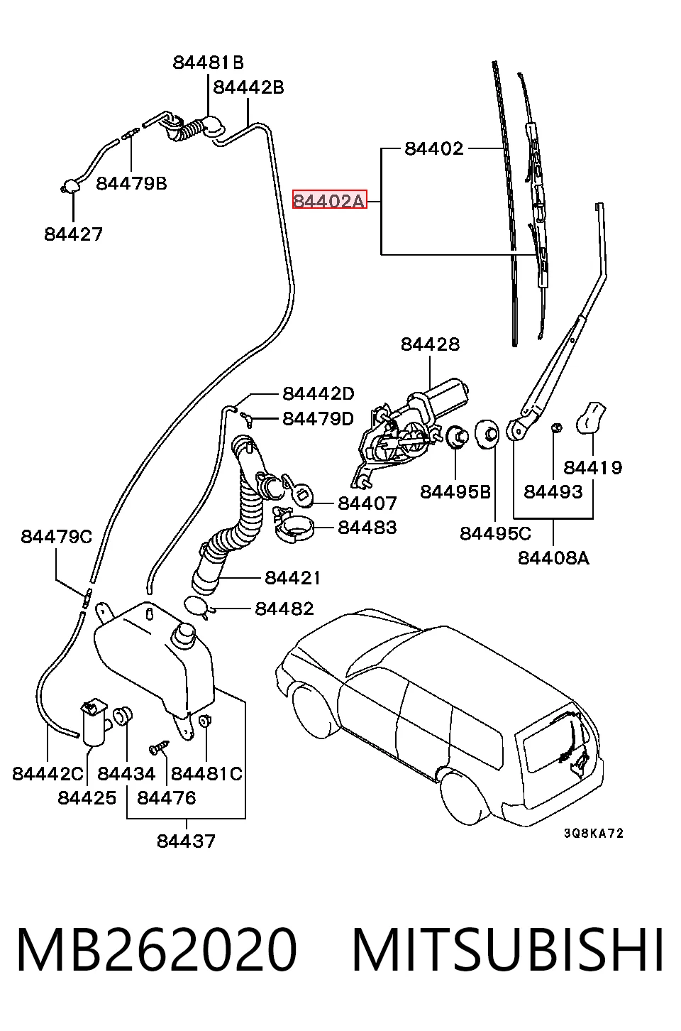 Limpiaparabrisas trasero para Fiat Doblo I 223