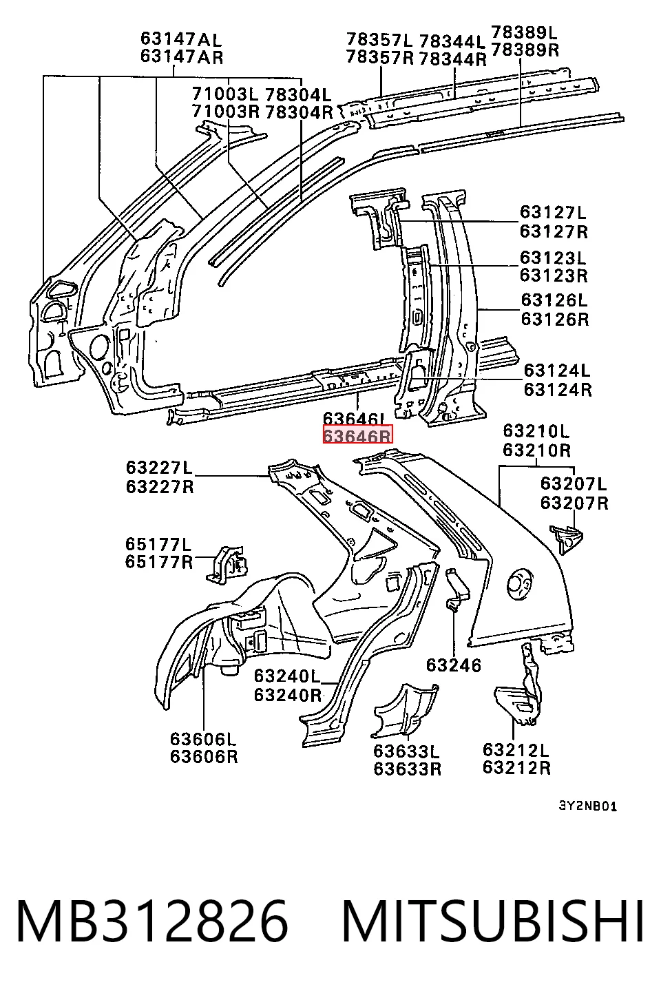Umbral de puerta, derecha para Mitsubishi Colt C1A