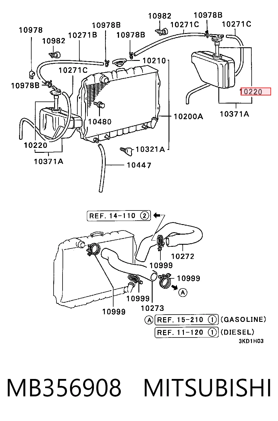 Tapa de depósito de agua Mitsubishi Lancer IV