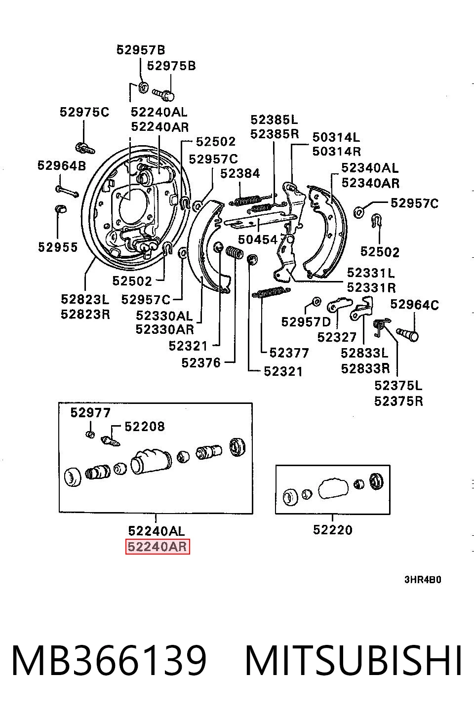 Cilindro de freno de rueda trasera MB366139 MITSUBISHI