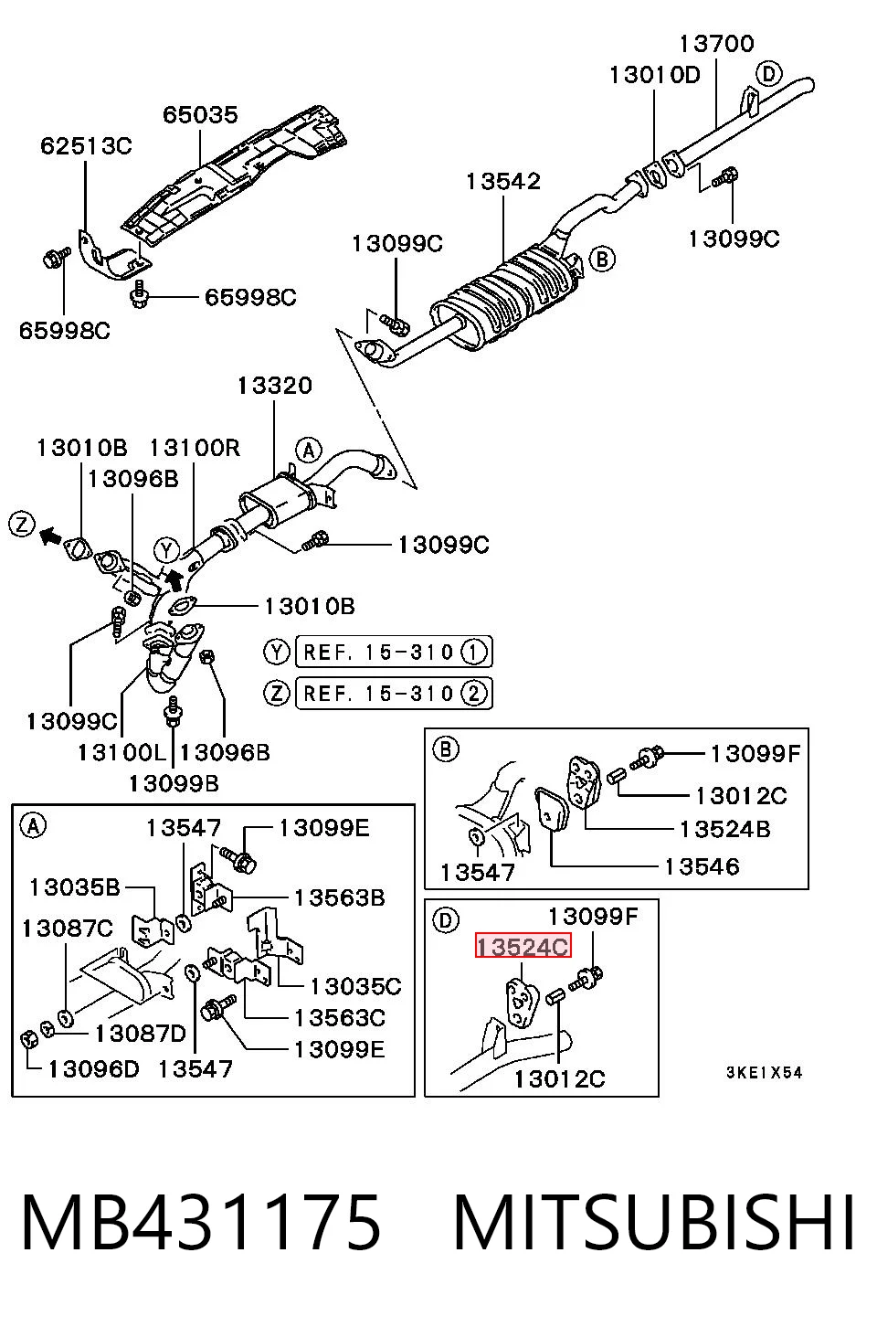 MB431175 Mitsubishi Soporte de escape