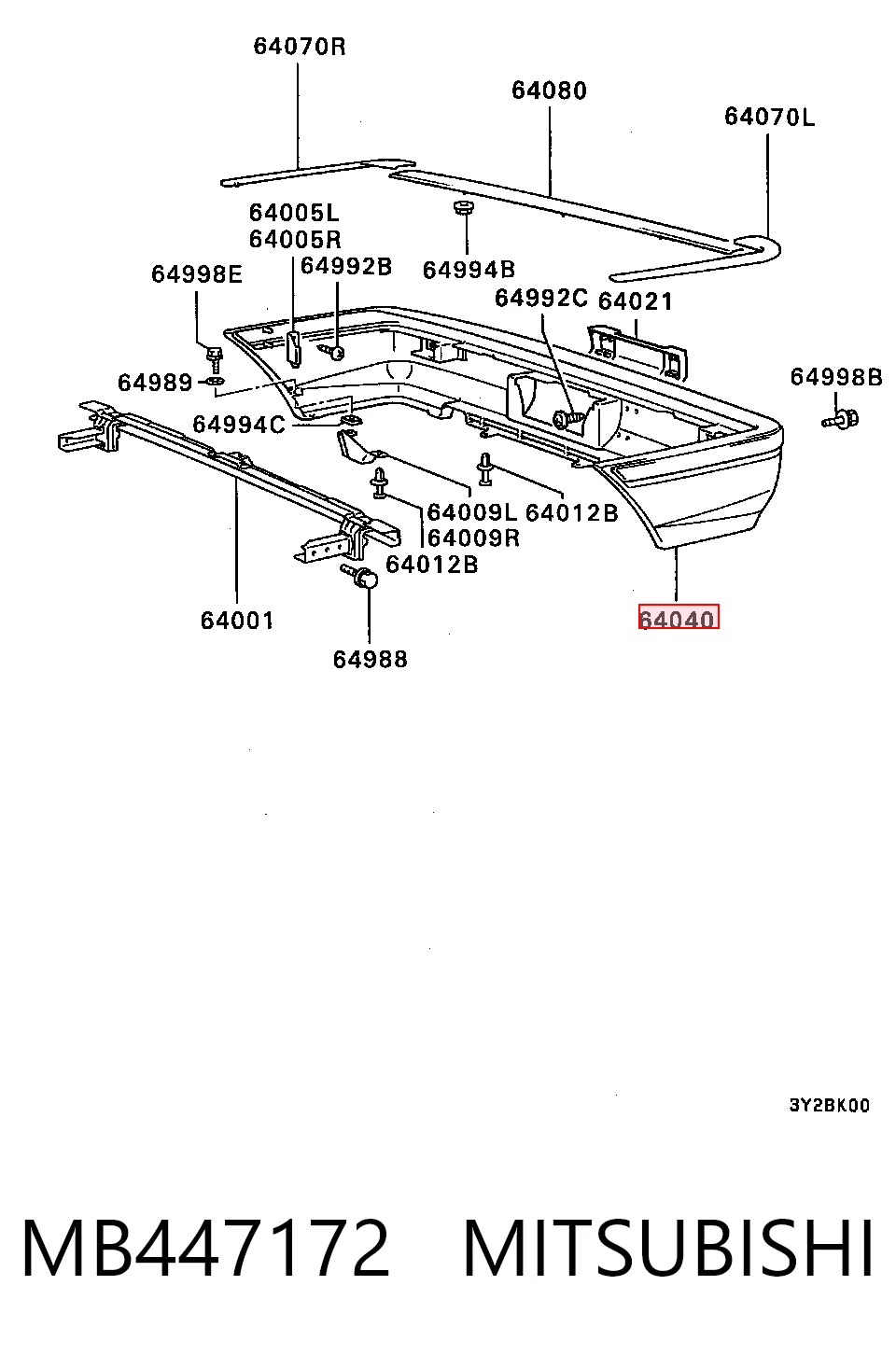 Parachoques trasero para Mitsubishi Lancer C1A,C6A