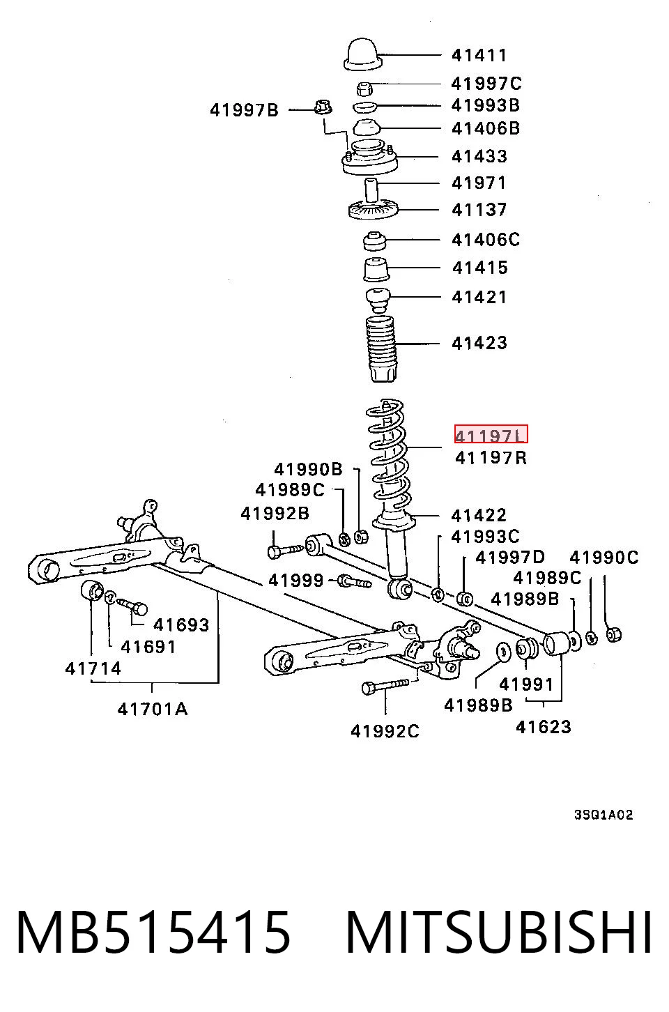 Comprar Muelle trasero Mitsubishi Eclipse I D22A, D27A a bajo precio