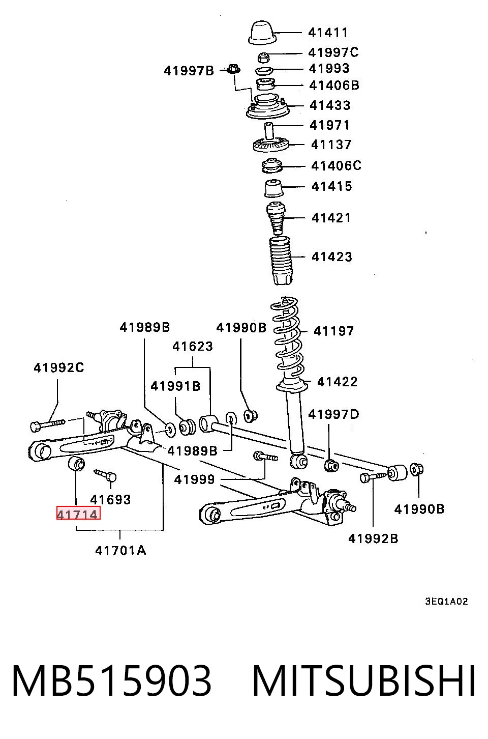 Comprar Buje de la viga trasera Mitsubishi Lancer IV C6A, C7A a bajo precio