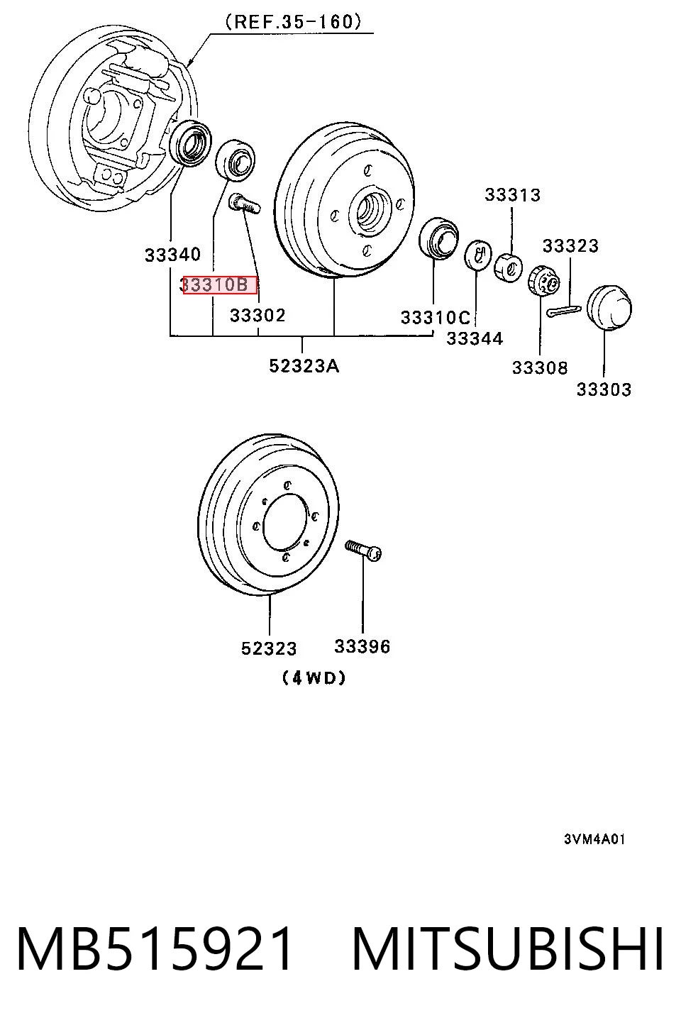 Cojinete interior de rueda trasera para Mitsubishi Lancer III C1V, C3V