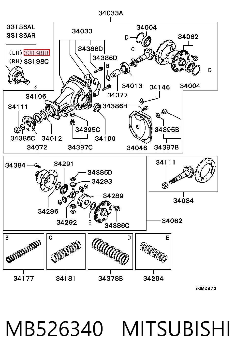 Anillo de retén de junta homocinética MB526340 MITSUBISHI