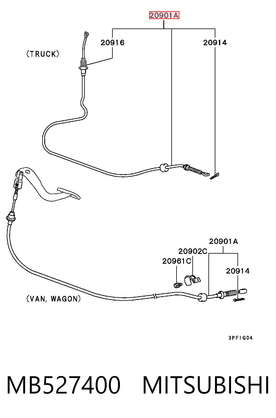 Cable de accionamiento del embrague para Mitsubishi L 300  P0W, P1W, P2W
