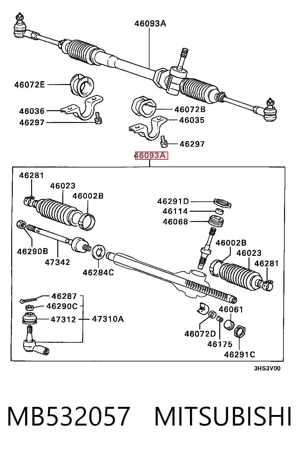 Cremallera de dirección MITSUBISHI MB532057