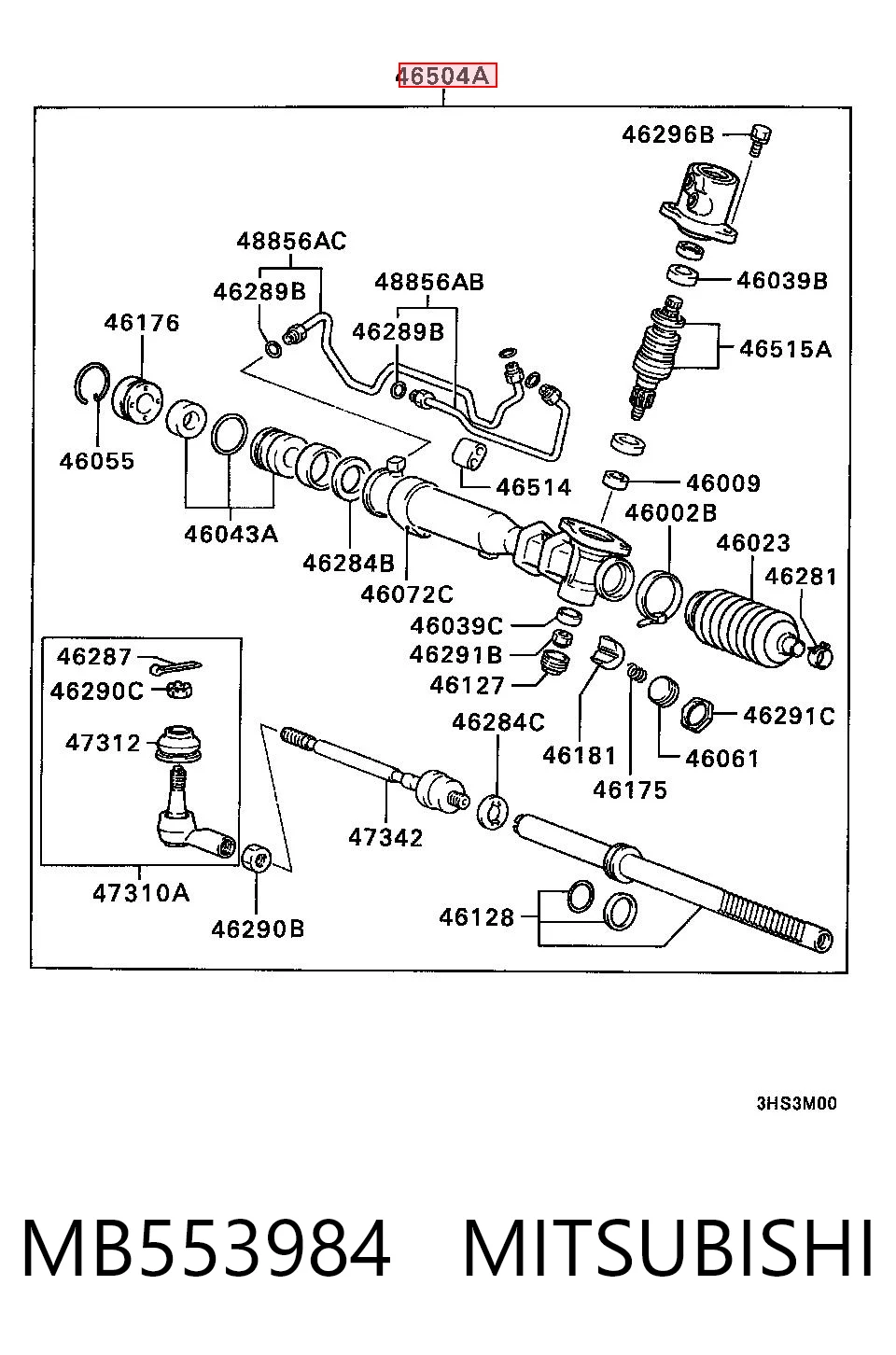Cremallera de dirección MB553984 MITSUBISHI