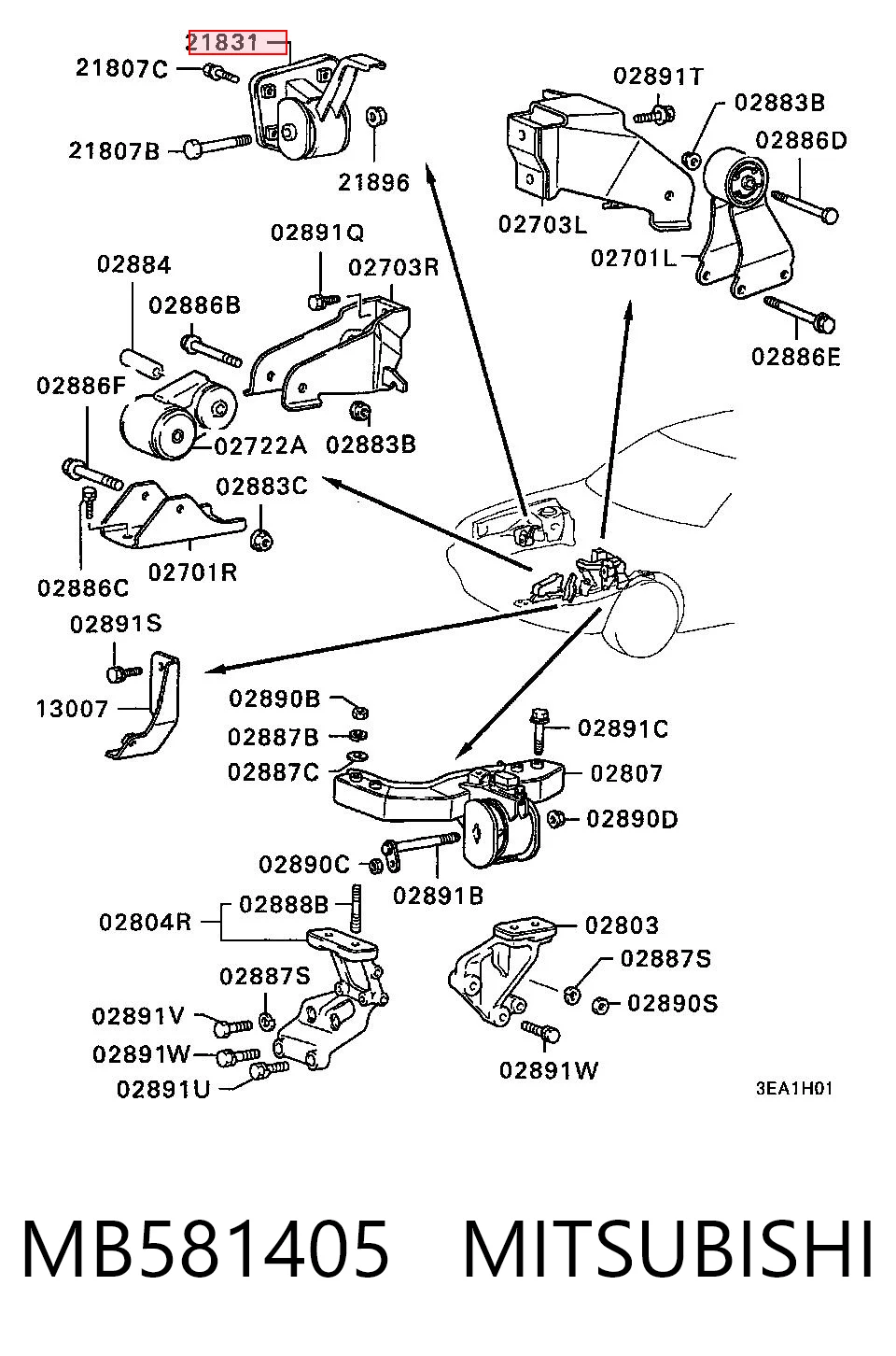 Comprar Soporte de transmisión (soporte de caja de cambios) Mitsubishi Colt III C5A a bajo precio
