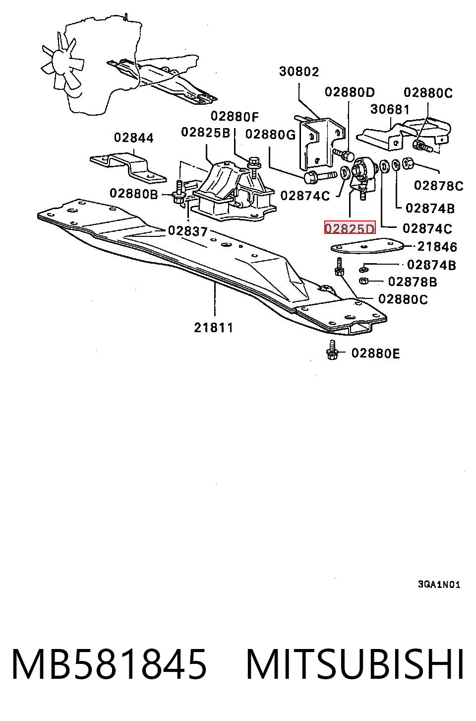 MB581845 Mitsubishi Soporte de la caja de transferencia