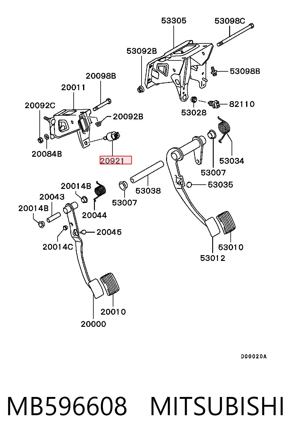 MB596608 Mitsubishi Interruptor luces de freno