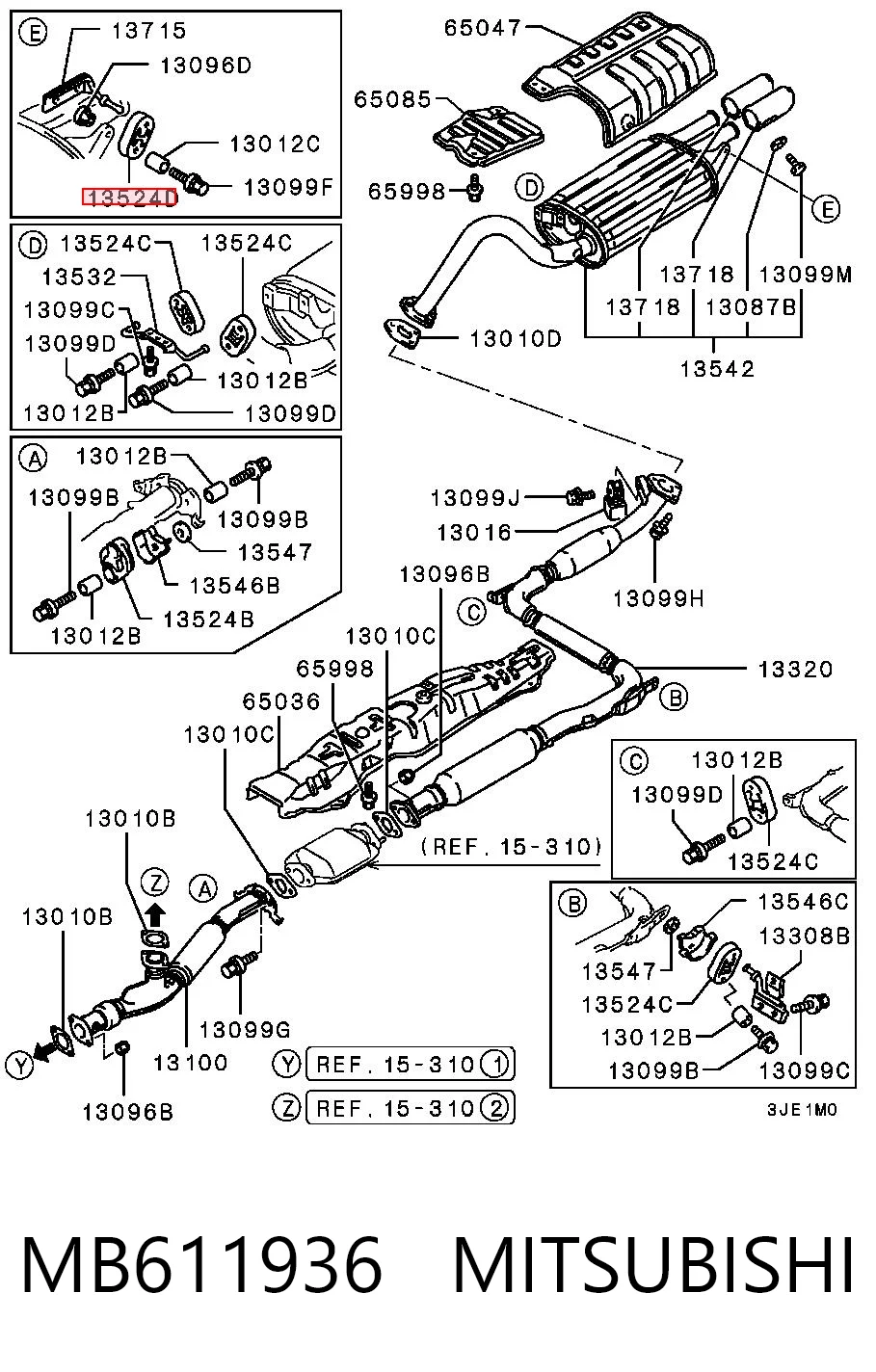 Soporte silenciador para Hyundai Sonata III (Y-3)