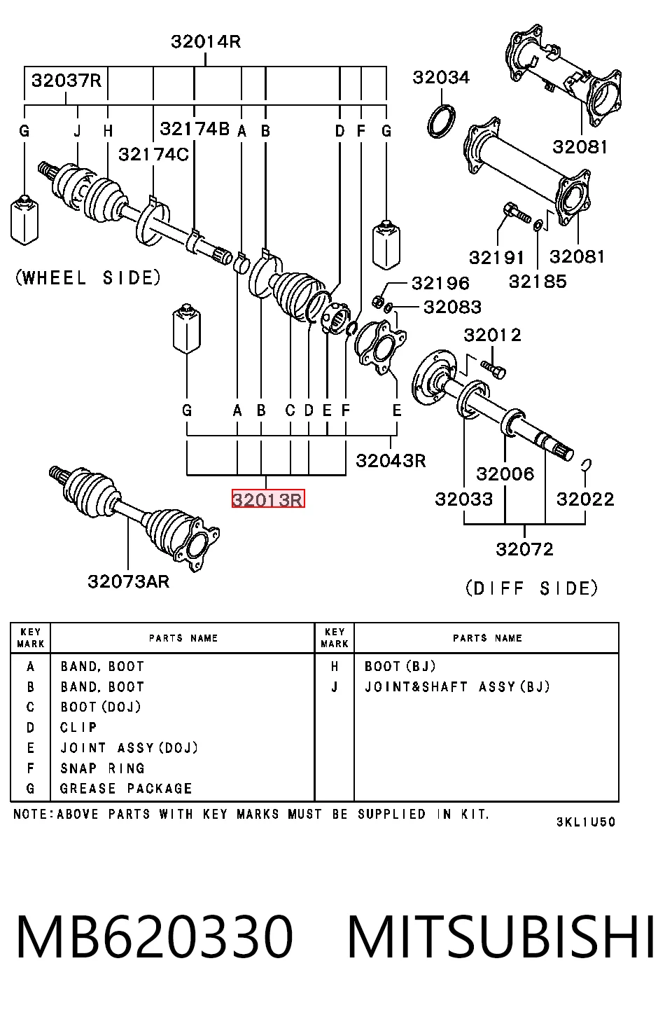  Fuelle de semieje delantero interior Mitsubishi L 200 3