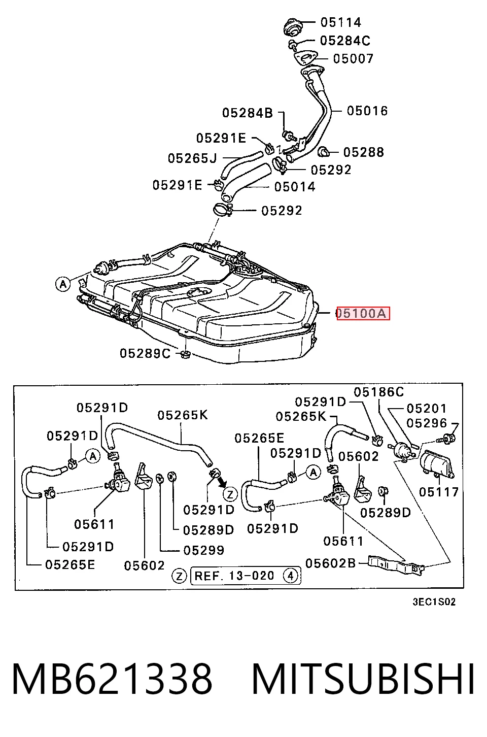 Depósito de gasolina para Mitsubishi Lancer C6A, C7A