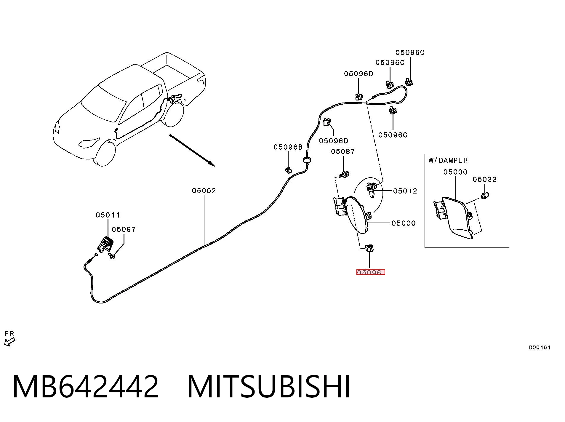 MB642442 Mitsubishi Pestillo de tapa de combustible