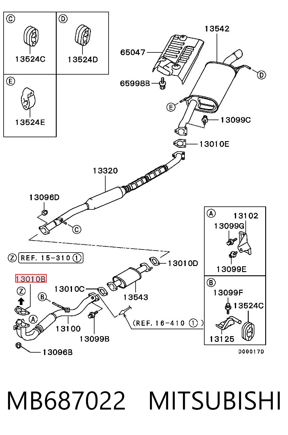 Junta de sistema de escape para Mitsubishi Galant IX DJ, DM