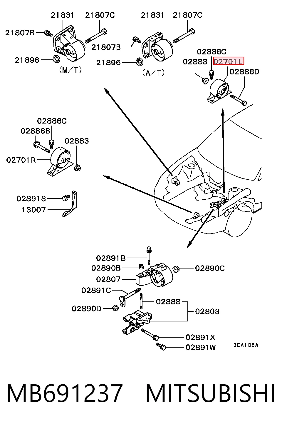 Taco de motor Mitsubishi Lancer V (1991-1996)