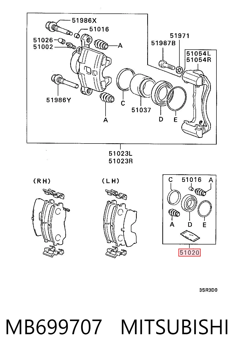 Comprar MB699707 Hyundai/Kia Kit de reparación de pinzas de freno