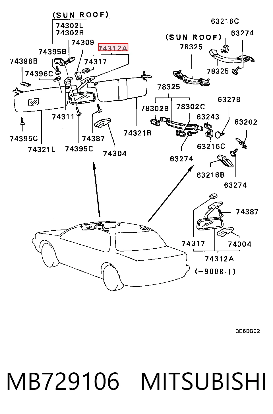 Espejo retrovisor interior Mitsubishi Lancer V (1992-2000)